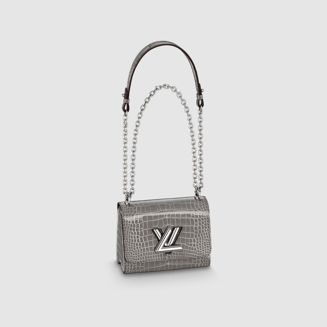 Túi Louis Vuitton Twist Pm Chain Crocodilien Brillant Nữ Xám